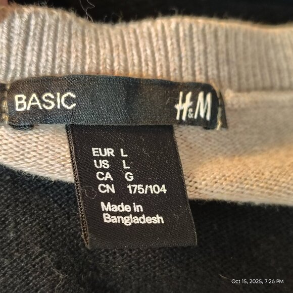 Vintage H&M Basic Knit Sweater Dress Large 2010 Striped Midi Neutral Capsule - Picture 5 of 7